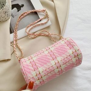 Plaid Pattern Chain Bucket Bag